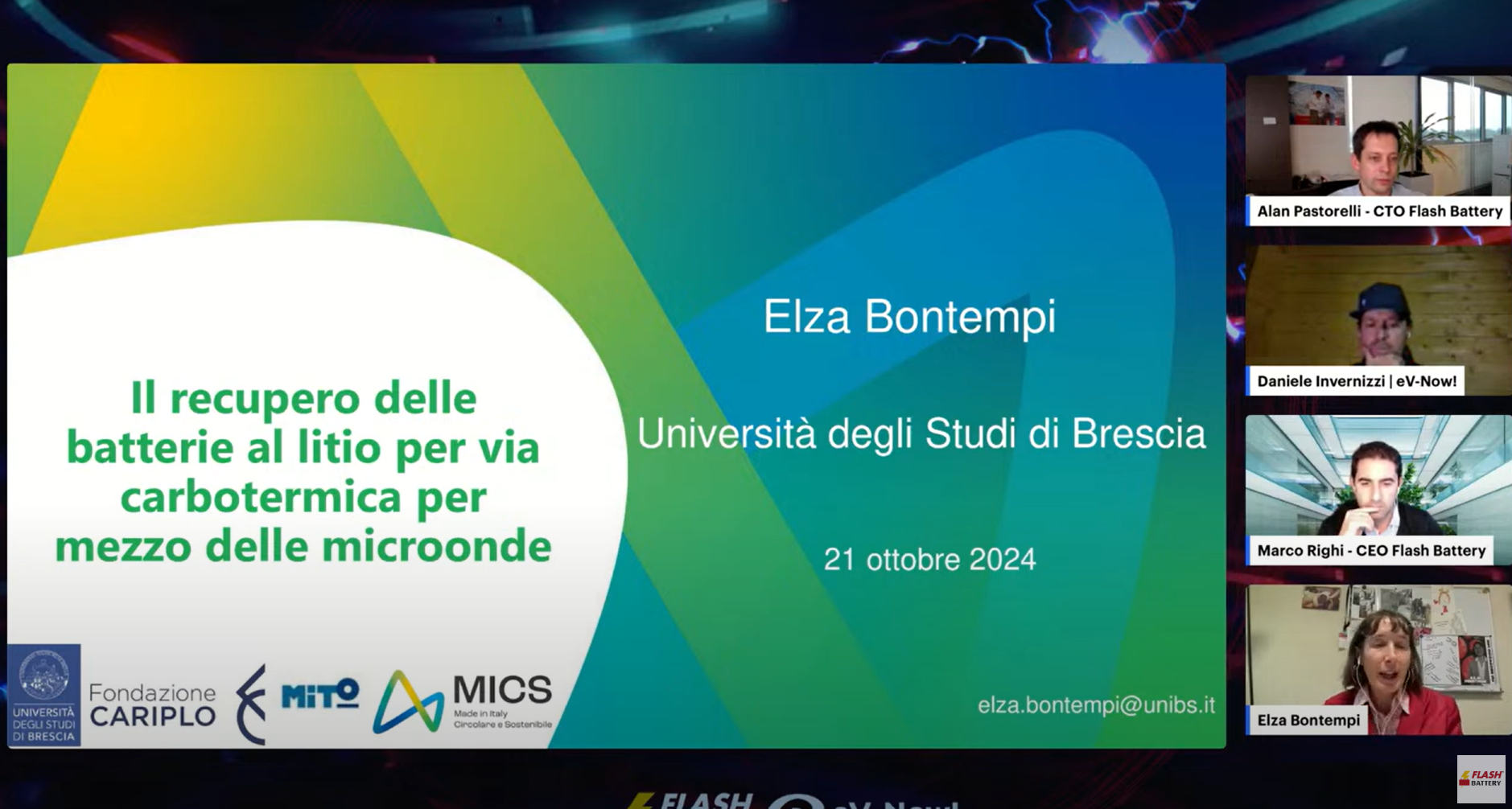 Innovazione e sostenibilità: la Professoressa Elza Bontempi parla di recupero delle materie prime critiche all’evento di Flash Battery